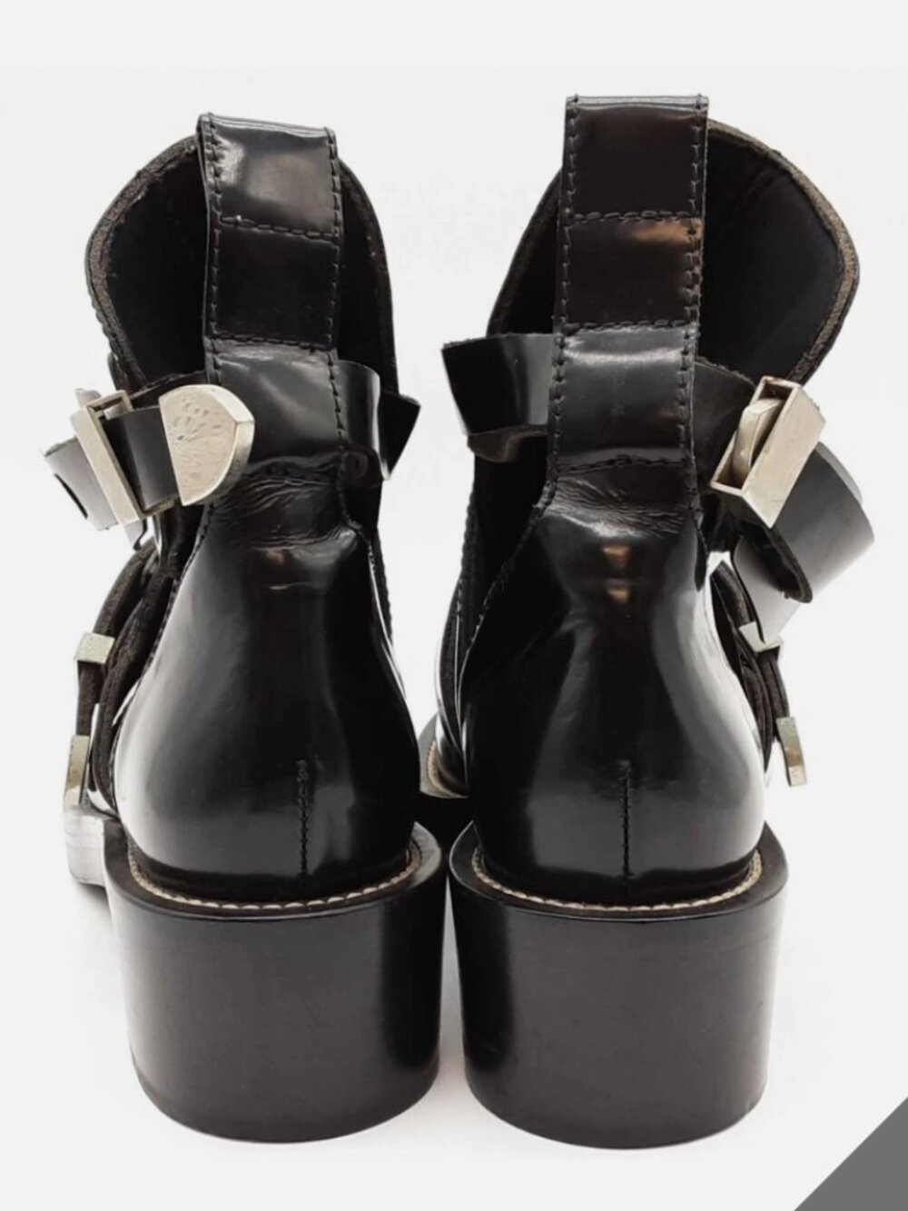 Balenciaga Ceinture Black Leather Ankle Boots Size 39.5 - Picture 2 of 11